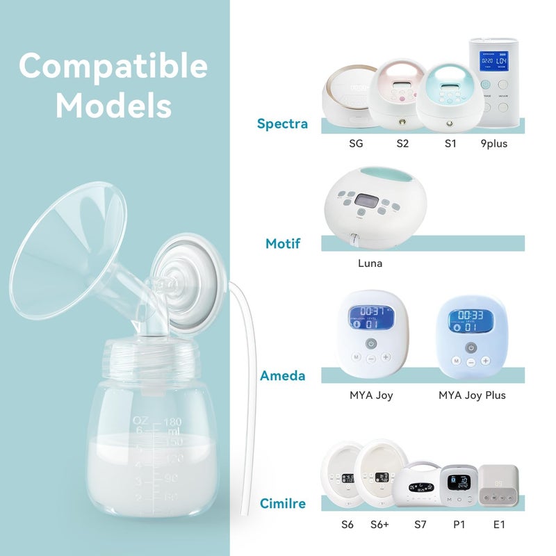 Gotocut Breast Milk Collection and Storage Bottles, 6oz/180ml, Compatible with Spectra S1 S2 9 Plus, Motif Luna, and Most Wide-Mouth Flanges, Work with Spectra Bottles for Pumping, 4 Pack - Image 2